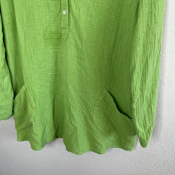 Soft Surroundings XL Green Cotton Gauze Tunic Top - Picture 4 of 13
